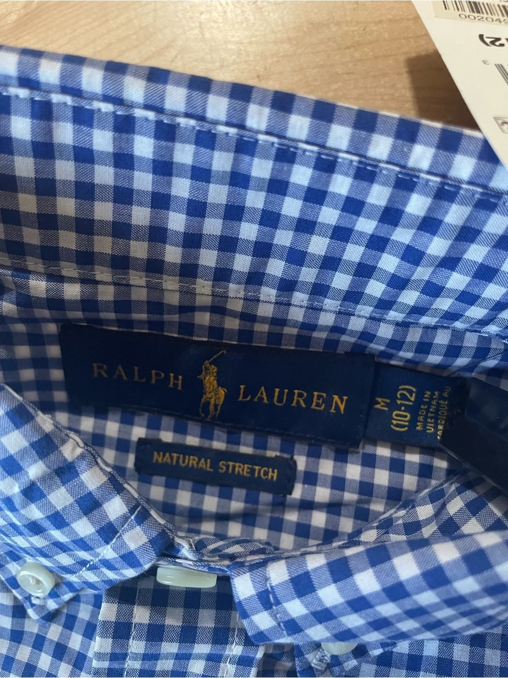 Polo Ralph Lauren Boys Blue Gingham Button Down Shirt NWT Size M 10-12